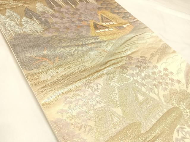 平和屋着物◎六通柄袋帯 京名所 プラチナ二重箔 正絹 逸品 AABL5969yx