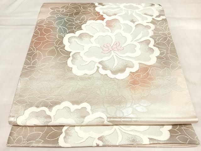 平和屋着物◎六通柄袋帯 唐織 木の苑 銀糸 正絹 逸品 AABL5970yx