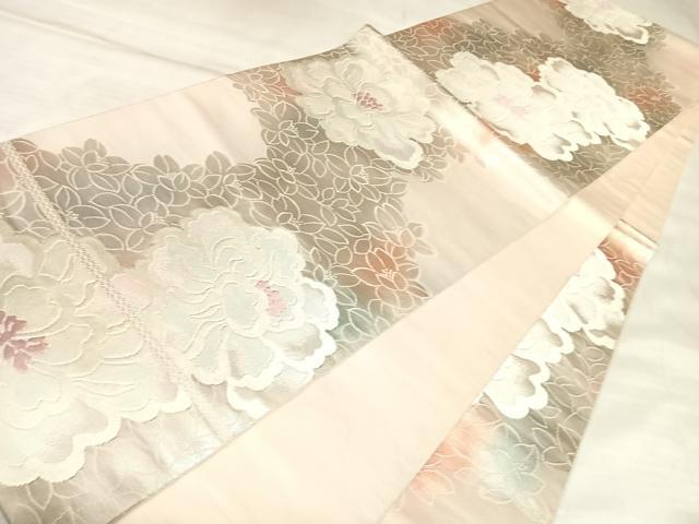 平和屋着物◎六通柄袋帯 唐織 木の苑 銀糸 正絹 逸品 AABL5970yx