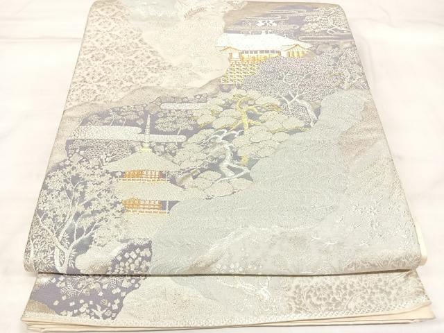 平和屋着物◎六通柄袋帯 唐織 清水寺参内道長文 金銀糸 正絹 逸品 AABL5971yx