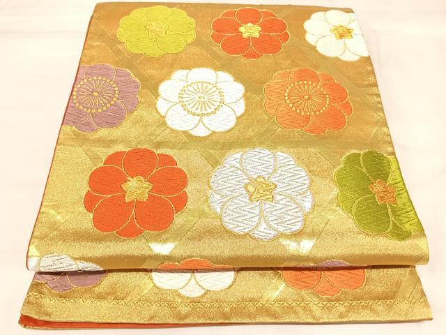 平和屋着物◎六通柄袋帯 唐織 舞花文 金銀糸 正絹 逸品 AABL5972yx