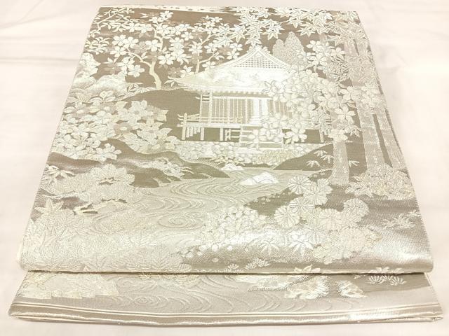 平和屋着物◎聚楽 六通柄袋帯 古都京勝三千院 プラチナ箔 正絹 逸品 AABL5974yx