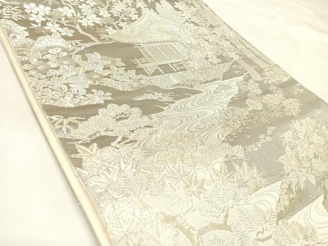 平和屋着物◎聚楽 六通柄袋帯 古都京勝三千院 プラチナ箔 正絹 逸品 AABL5974yx