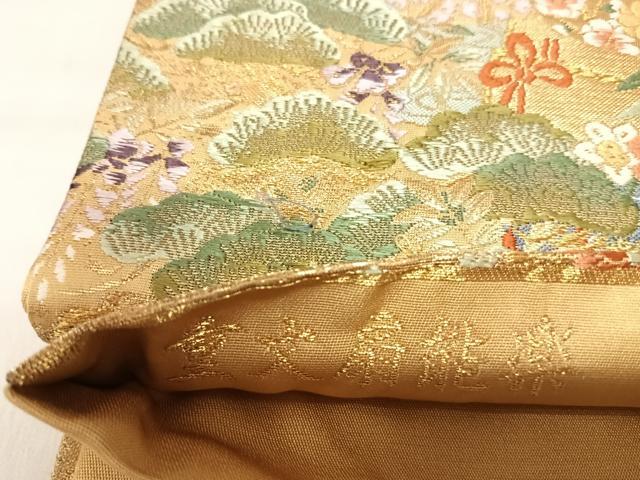 平和屋着物◎六通柄袋帯 唐織 重文扇能楽 国文萬巻錦 金糸 正絹 逸品 AABL5998yx