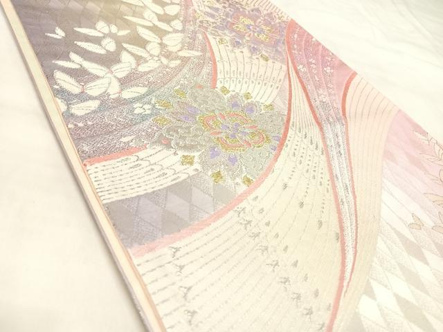 平和屋着物◎六通柄袋帯 唐織 正倉院花蝶文 金銀糸 正絹 逸品 AABL5999yx