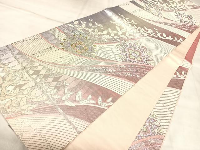 平和屋着物◎六通柄袋帯 唐織 正倉院花蝶文 金銀糸 正絹 逸品 AABL5999yx