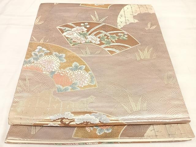 平和屋着物◎六通柄袋帯 唐織 地紙草花文 金糸 引箔 正絹 逸品 AABL6001yx