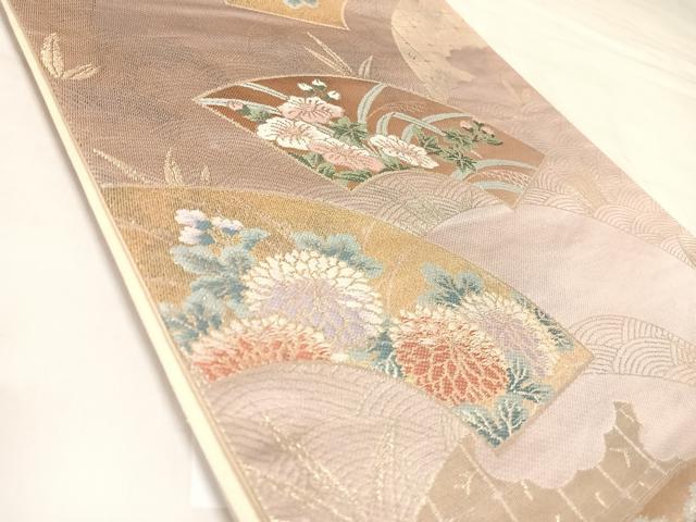 平和屋着物◎六通柄袋帯 唐織 地紙草花文 金糸 引箔 正絹 逸品 AABL6001yx
