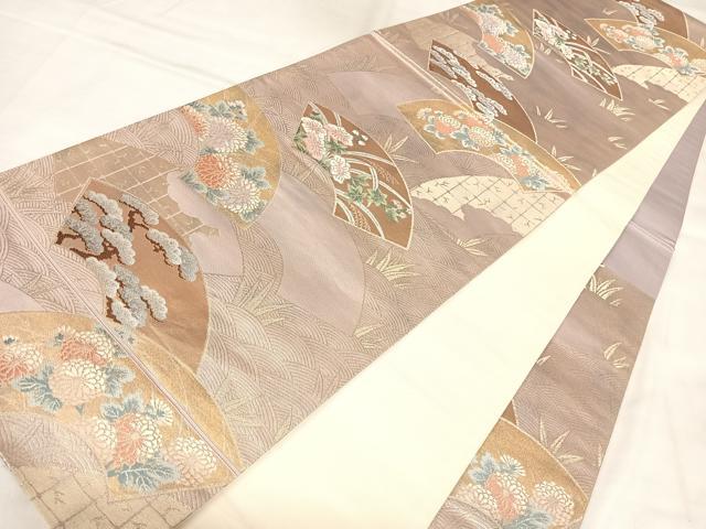平和屋着物◎六通柄袋帯 唐織 地紙草花文 金糸 引箔 正絹 逸品 AABL6001yx