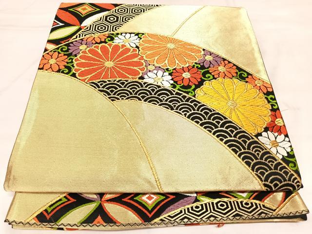 平和屋着物◎六通柄袋帯 唐織 吉祥花文 金糸 正絹 逸品 AABL6038yx