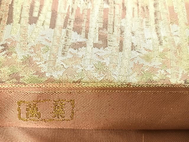 平和屋着物◎山喜織物謹製 萬葉 紹巴 全通柄袋帯 樹林文 正絹 逸品 AABL6078yx