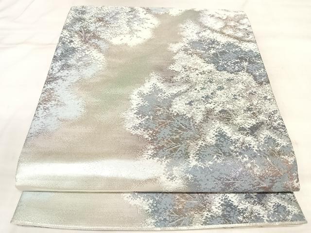 平和屋着物◎六通柄袋帯 保津川 銀糸 正絹 逸品 AABL6089yx