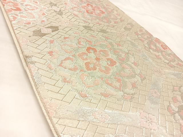 平和屋着物◎佐賀錦 六通柄袋帯 蜀江花文 銀糸 正絹 逸品 AABL6096yx