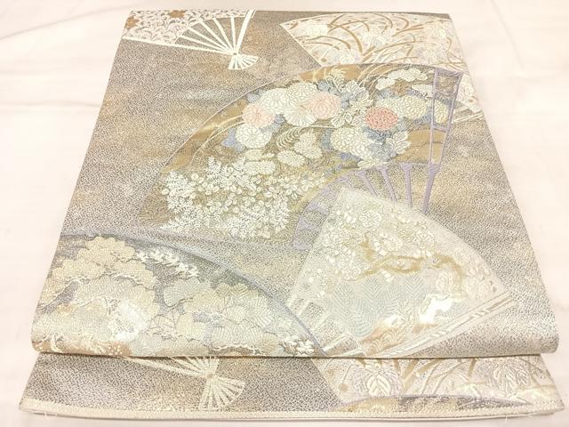 平和屋着物◎六通柄袋帯 唐織 雅扇散蒔絵 金銀糸 正絹 逸品 AABL6104yx
