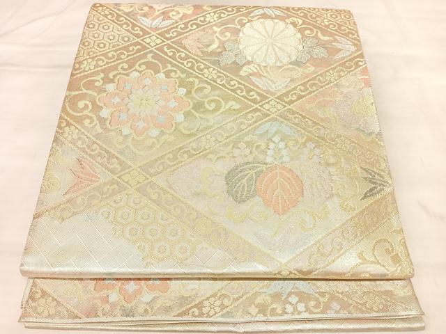 平和屋着物◎佐賀錦 六通柄袋帯 雲取有職紋 金銀糸 引箔 正絹 逸品 AABL6113yx