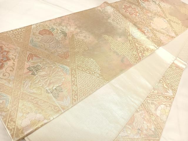 平和屋着物◎佐賀錦 六通柄袋帯 雲取有職紋 金銀糸 引箔 正絹 逸品 AABL6113yx