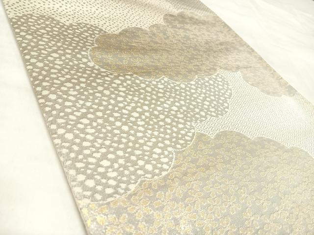 平和屋着物◎六通柄袋帯 雲取り花文 金銀糸 正絹 逸品 AABL6117yx