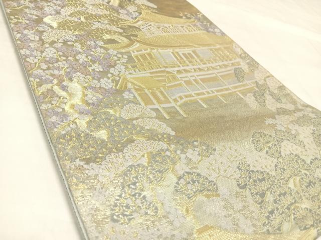 平和屋着物◎六通柄袋帯 唐織 京名所 金閣寺 金糸 正絹 逸品 AABL6129yx