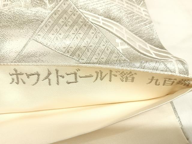 平和屋着物◎六通柄袋帯 裂取風景紋 ホワイトゴールド箔九百錦 正絹 逸品 AABL6131yx