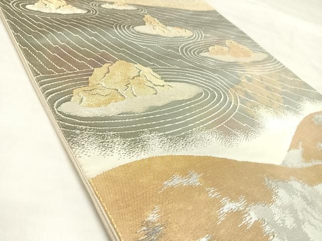 平和屋着物◎六通柄袋帯 遠山流水風景文 金銀糸 正絹 逸品 AABL6136yx