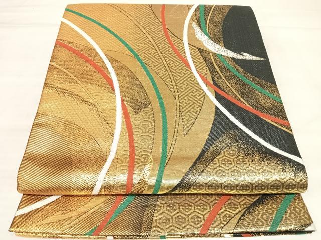 平和屋着物◎六通柄袋帯 唐織 美濃里 金銀糸 正絹 逸品 AABL6142yx