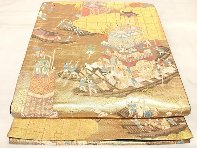 平和屋着物◎六通柄袋帯 慶祥夢絵巻 金糸 正絹 逸品 AABL6154yx