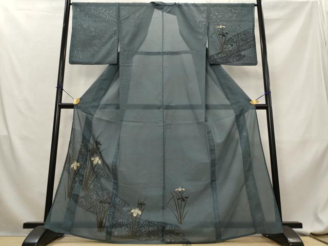 平和屋着物*夏物 訪問着 絽 流水草花文 金彩 洗える着物 AABL6170st