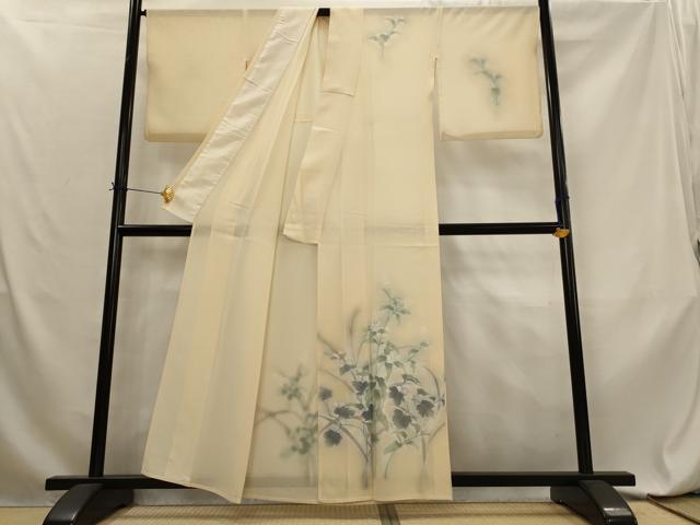 平和屋着物*夏物 訪問着 絽 草花文 暈し染め 正絹 逸品 AABL6197st