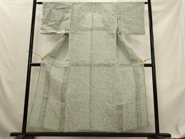 平和屋着物*夏物 本場小千谷ちぢみ 笹竹文 反端付き 麻 逸品 AABL6199st