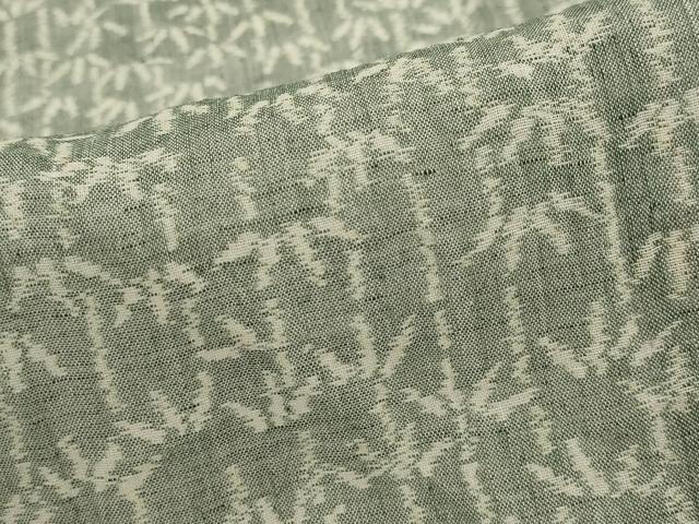 平和屋着物*夏物 本場小千谷ちぢみ 笹竹文 反端付き 麻 逸品 AABL6199st