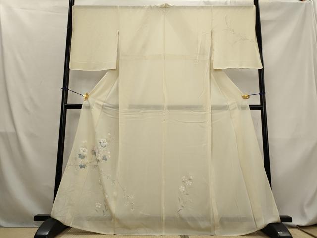 平和屋着物*夏物 訪問着 絽 手描き 枝花文 正絹 逸品 AABL6203st