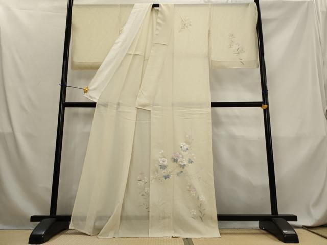 平和屋着物*夏物 訪問着 絽 手描き 枝花文 正絹 逸品 AABL6203st