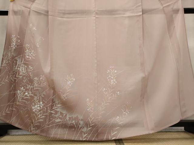 平和屋着物*夏物 訪問着 絽 草花文 暈し染め 金銀彩 正絹 逸品 AABL6213st