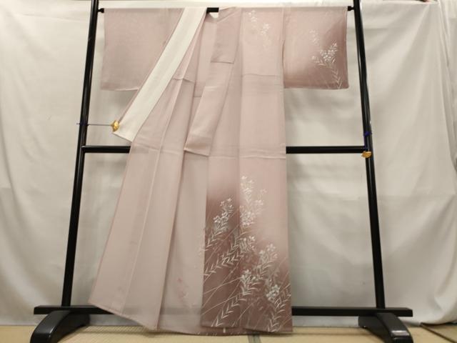 平和屋着物*夏物 訪問着 絽 草花文 暈し染め 金銀彩 正絹 逸品 AABL6213st