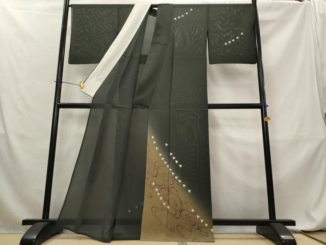 平和屋着物*夏物 訪問着 絽 流水飛鳥文 暈し染め 金彩 正絹 逸品 AABL6215st