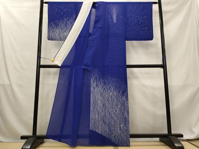 平和屋着物*夏物 訪問着 絽 刺繍 草葉文 銀糸 正絹 逸品 AABL6230st