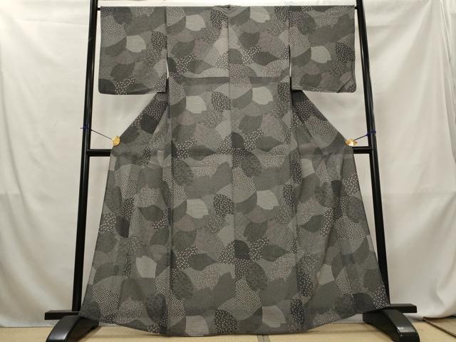平和屋着物*夏物 江戸小紋 絽 寄せ小紋柄 黒地 正絹 逸品 AABL6233st