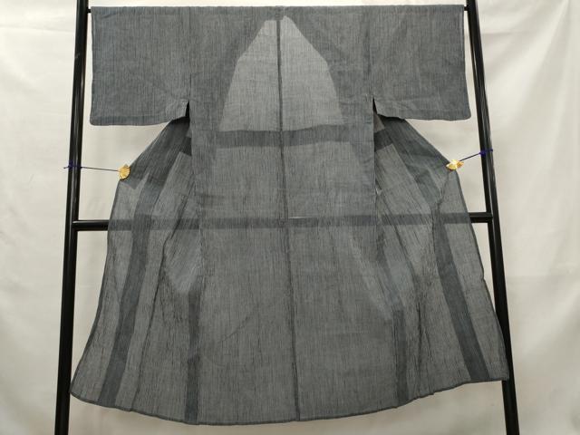 平和屋着物*夏物 男性 本場小千谷ちぢみ 縞 麻 逸品 AABL6236st