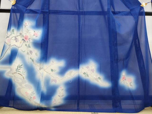 平和屋着物*夏物 訪問着 絽 友禅 流水枝花文 暈し染め 正絹 逸品 AABL6240st