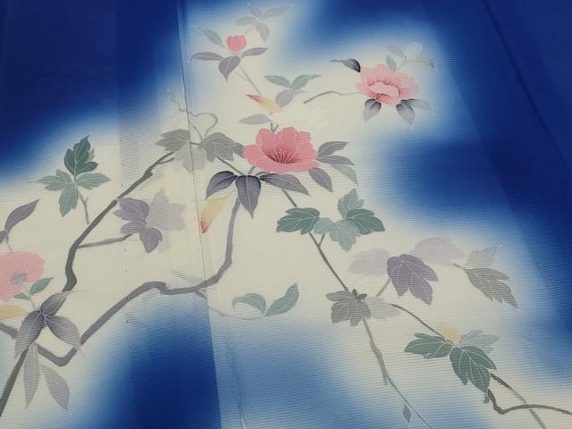 平和屋着物*夏物 訪問着 絽 友禅 流水枝花文 暈し染め 正絹 逸品 AABL6240st