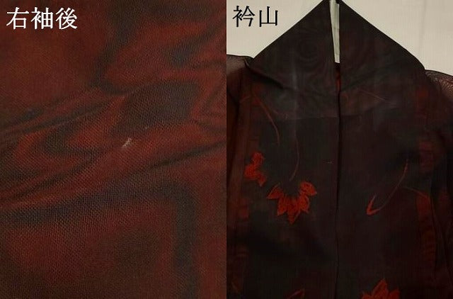 平和屋着物*夏物 小紋 紗 楓 正絹 逸品 AABL6245st