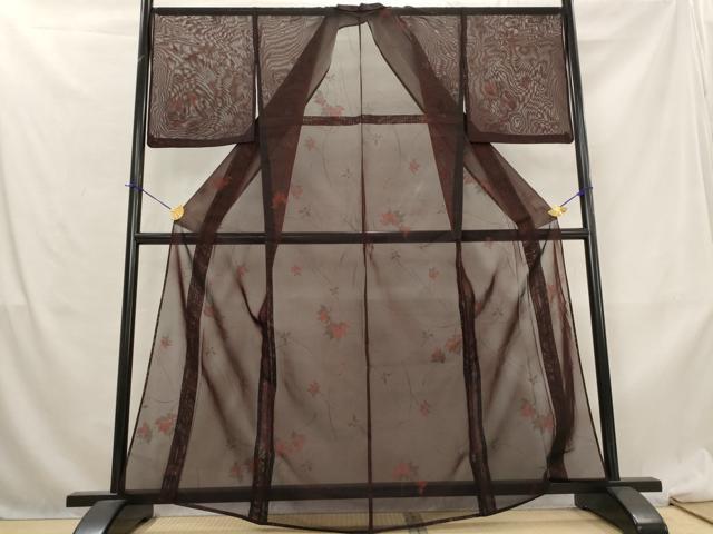 平和屋着物*夏物 小紋 紗 楓 正絹 逸品 AABL6245st