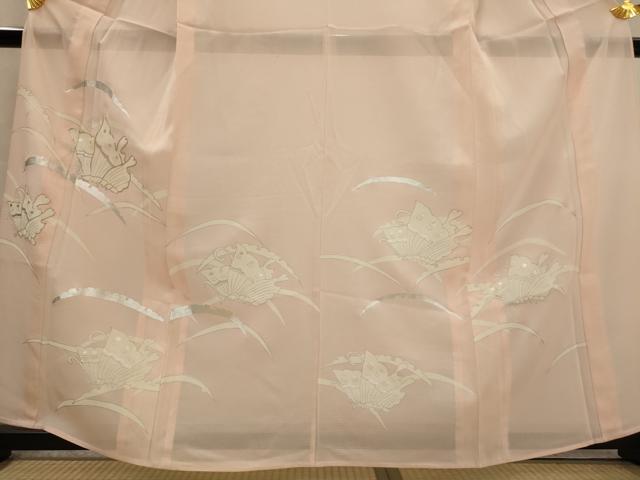 平和屋着物*夏物 訪問着 絽 駒刺繍 雪芝舞蝶文 銀彩 正絹 逸品 AABL6247st