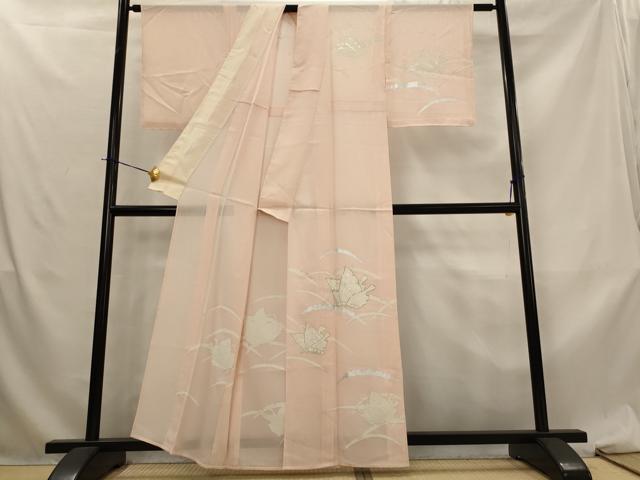 平和屋着物*夏物 訪問着 絽 駒刺繍 雪芝舞蝶文 銀彩 正絹 逸品 AABL6247st
