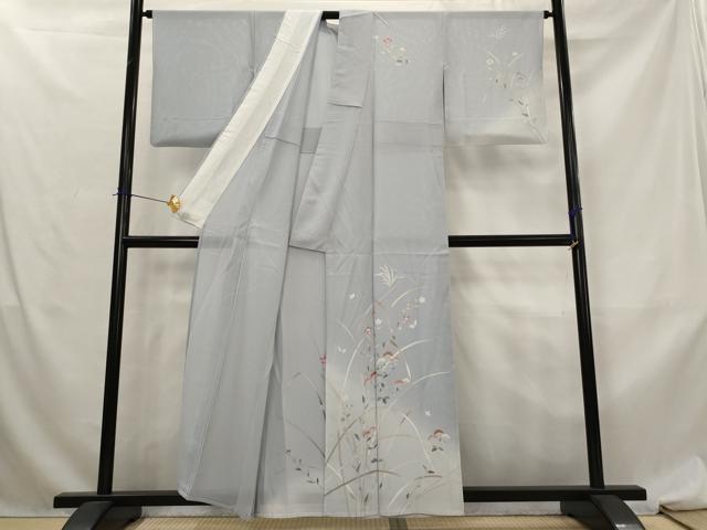 平和屋着物*夏物 訪問着 絽 友禅 花蝶文 暈し染め 正絹 逸品 AABL6268st