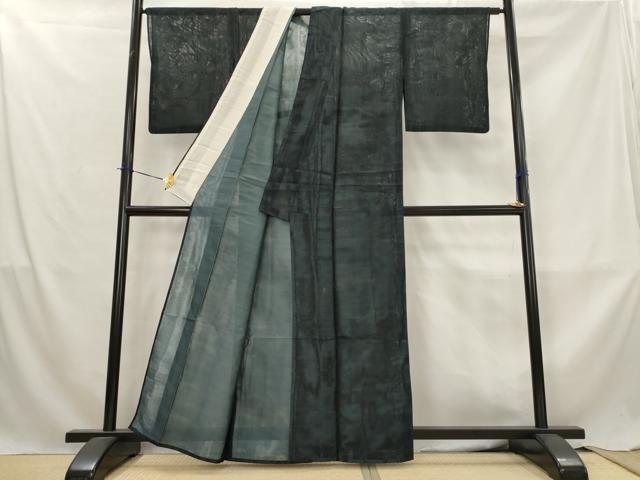 平和屋着物*夏物 色無地 二重紗 藍鉄色 正絹 逸品 AABL6271st