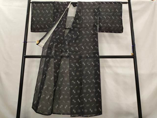 平和屋着物*夏物 本場琉球絣 夏琉球 黒地 正絹 逸品 AABL6275st