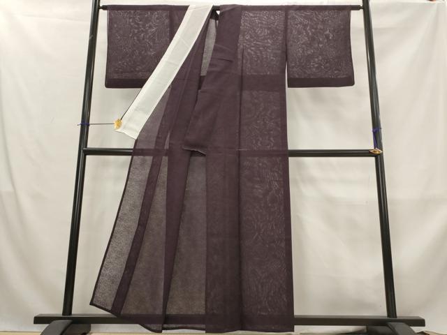 平和屋着物*夏物 色無地 絽 花紋紗 似せ紫色 正絹 逸品 AABL6278st
