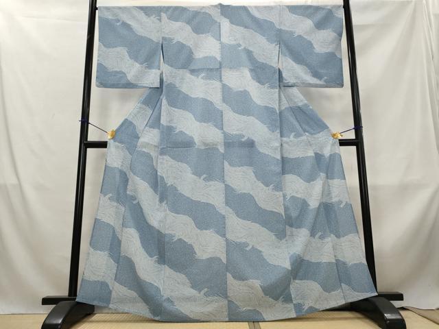 平和屋着物*夏物 小紋 絽縮緬 流水文 洗える着物 AABL6296st