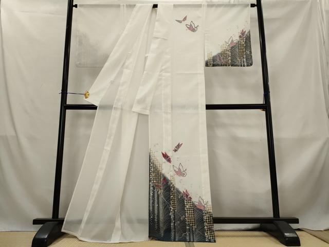 平和屋着物*夏物 訪問着 絽 舞蝶文 洗える着物 AABL6305st